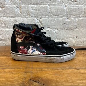 Vans Black and Red High-Top Sneakers